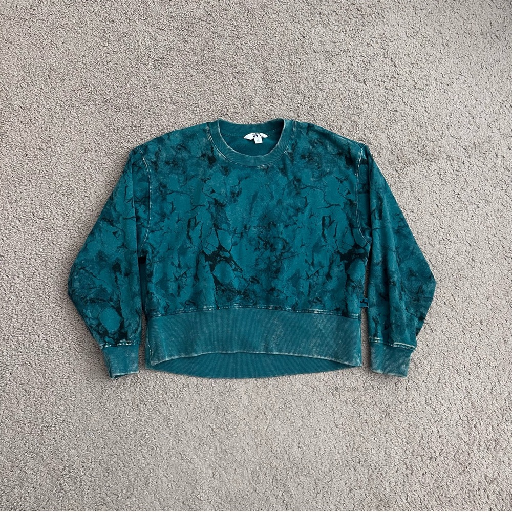 Joy Lab Teal Marble Wash Cropped Sweatshirt Womens S